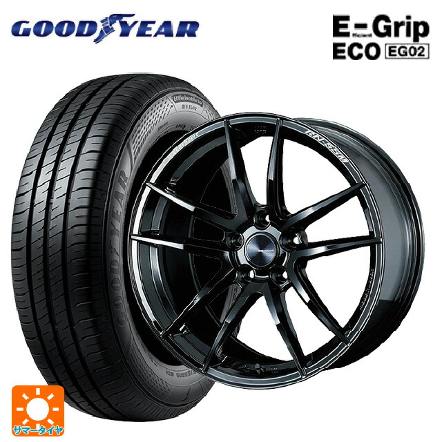スバル レヴォーグ(VN系)用 225/45R18 95W XL グッドイヤー エフィシェントグリップ エコ EG02 ウェッズ ウェッズスポーツ RN55M Gloss Black 新品サマータイヤホイール 4本セット