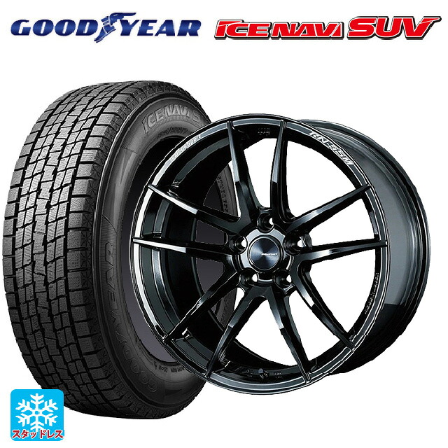 スバル フォレスター(SL系)用 225/55R18 98Q グッドイヤー アイスナビ SUV # ウェッズ ウェッズスポーツ RN55M Gloss Black 新品スタッドレスタイヤホイール 4本セット