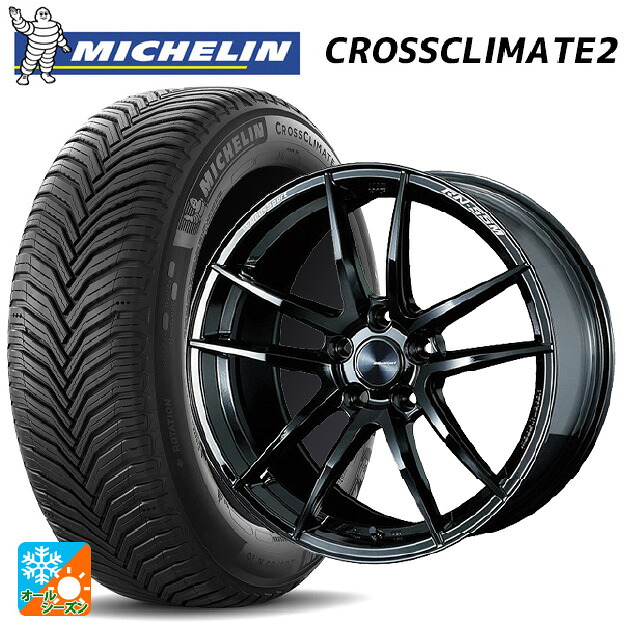 スバル レガシィアウトバック(BS系)用 225/60R18 104W XL ミシュラン クロスクライメイト2 正規品 ウェッズ ウェッズスポーツ RN55M Gloss Black 新品オールシーズンタイヤホイール 4本セット