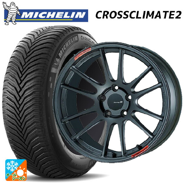 2024年製 225/60R18 104W XL ミシュラン クロスクライメイト2 正規品 エンケイ レーシングレボリューション GTC01RR マットダークガンメタリック 18-7.5J 国産車用 オールシーズンタイヤホイール4本セット