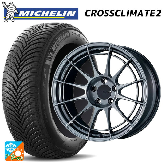 トヨタ RAV4(50系)用 225/60R18 104W XL ミシュラン クロスクライメイト2 正規品 エンケイ レーシングレボリューション NT03RR ハイパーシルバー 新品オールシーズンタイヤホイール 4本セット