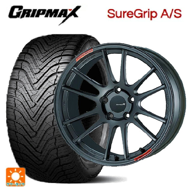 スバル レヴォーグ(VN系)用 225/45R18 95W XL グリップマックス シュアグリップ A/S ブラックレター エンケイ レーシングレボリューション GTC01RR マットダークガンメタリック 新品オールシーズンタイヤホイール 4本セット
