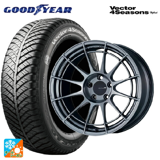 215/50R18 92H グッドイヤー ベクターフォーシーズンズ ハイブリッド エンケイ レーシングレボリューション NT03RR ハイパーシルバー 18-8J 国産車用 オールシーズンタイヤホイール4本セット