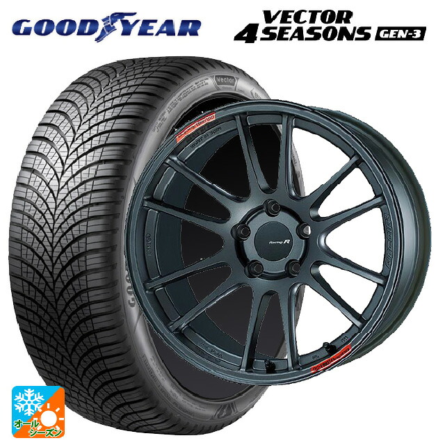 225/45R18 95W XL グッドイヤー ベクター4シーズンズ ジェン3 エンケイ レーシングレボリューション GTC01RR マットダークガンメタリック 18-7.5J 国産車用 オールシーズンタイヤホイール4本セット