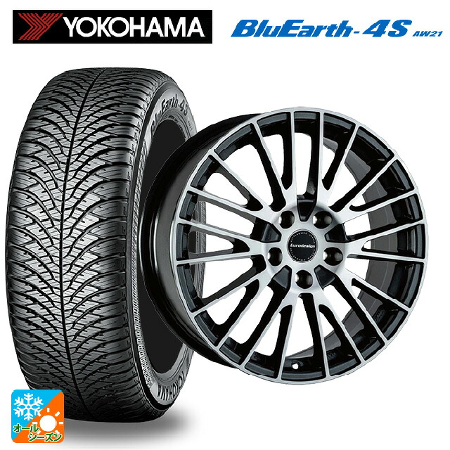 ミニ ミニクロスオーバー(F60)用 225/50R18 99W XL ヨコハマ ブルーアース4S AW21 # 阿部商会 ユーロデザイン カルヴァー ガンメタリック＋ポリッシュ 新品オールシーズンタイヤホイール 4本セット｜タイヤホイール専門店コニシタイヤ