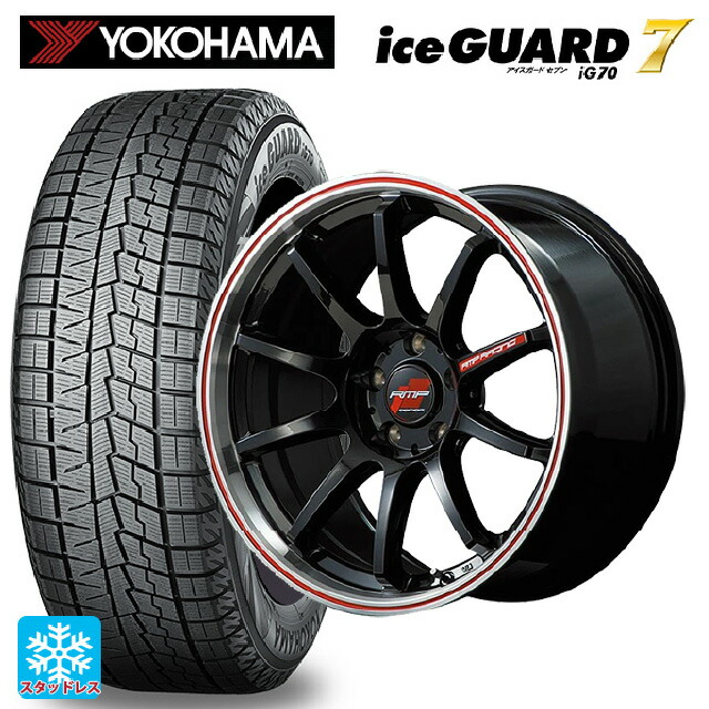 マツダ CX-80(KL5/KL3系)用 235/60R18 107Q XL ヨコハマ アイスガード7(IG70) # エムアイディー MIDレーシング R10 # クリスタルブラック/リムポリッシュ+レッド 新品スタッドレスタイヤホイール 4本セット