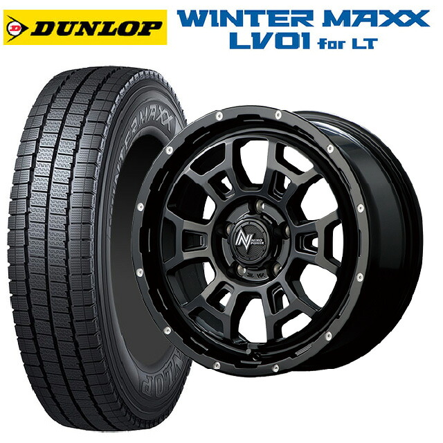 トヨタ ヤリスクロス(10系)用 205/65R16 109/107N ダンロップ ウィンターマックス LV01 for VAN エムアイディー ナイトロパワー H6 スラッグ セミグロスブラック/マシニング 新品スタッドレスタイヤホイール 4本セット