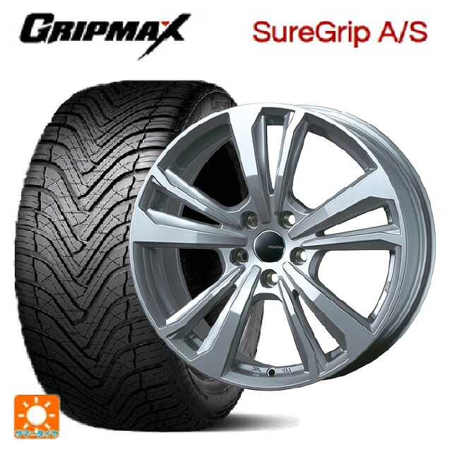 トヨタ GRヤリス(PA系)用 225/40R18 92W XL グリップマックス シュアグリップ A/S ブラックレター ティーエーエス スマートライン 365 シルバー 新品オールシーズンタイヤホイール 4本セット