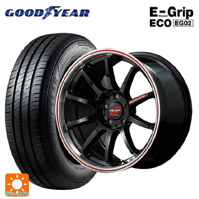 スバル レヴォーグ(VN系)用 225/45R18 95W XL グッドイヤー エフィシェントグリップ エコ EG02 エムアイディー MIDレーシング R10 # クリスタルブラック/リムポリッシュ+レッド 新品サマータイヤホイール 4本セット|タイヤホイール専門店コニシタイヤ