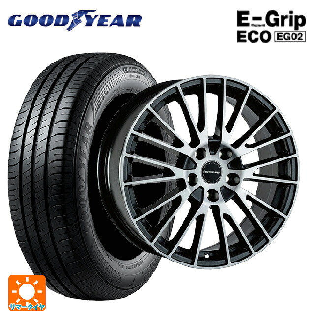 フォルクスワーゲン ゴルフ8(CD系)用 205/55R16 91V グッドイヤー エフィシェントグリップ エコ EG02 阿部商会 ユーロデザイン カルヴァー ガンメタリック＋ポリッシュ 新品サマータイヤホイール 4本セット
