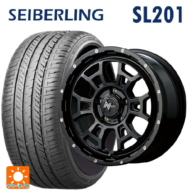 215/60R16 95H セイバーリング セイバーリング SL201(ブリヂストン工場生産） エムアイディー ナイトロパワー H6 スラッグ セミグロスブラック/マシニング 16-7J 国産車用 サマータイヤホイール4本セット｜タイヤホイール専門店コニシタイヤ