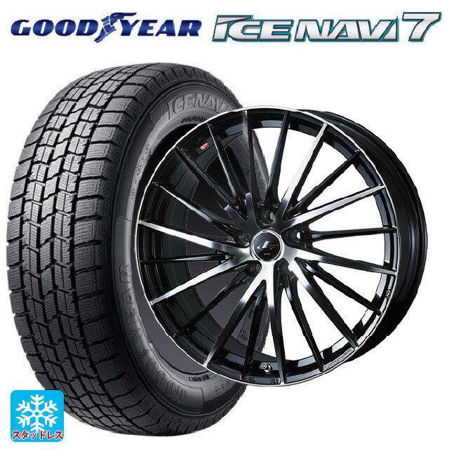 スバル レヴォーグ(VN系)用 2025年製 215/50R17 91Q グッドイヤー アイスナビ7(数量限定) # ウェッズ レオニス FR パールブラックミラーカット 新品スタッドレスタイヤホイール 4本セット