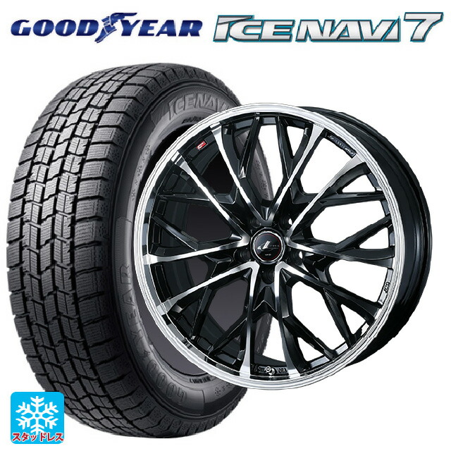 スバル レヴォーグ(VN系)用 2025年製 215/50R17 91Q グッドイヤー アイスナビ7(数量限定) # ウェッズ レオニス MV パールブラックミラーカット 新品スタッドレスタイヤホイール 4本セット