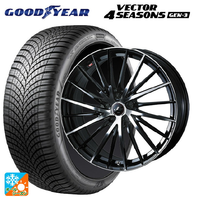 スズキ フロンクス(B3S)用 195/60R16 93V XL グッドイヤー ベクター4シーズンズ ジェン3 ウェッズ レオニス FR パールブラックミラーカット 新品オールシーズンタイヤホイール 4本セット
