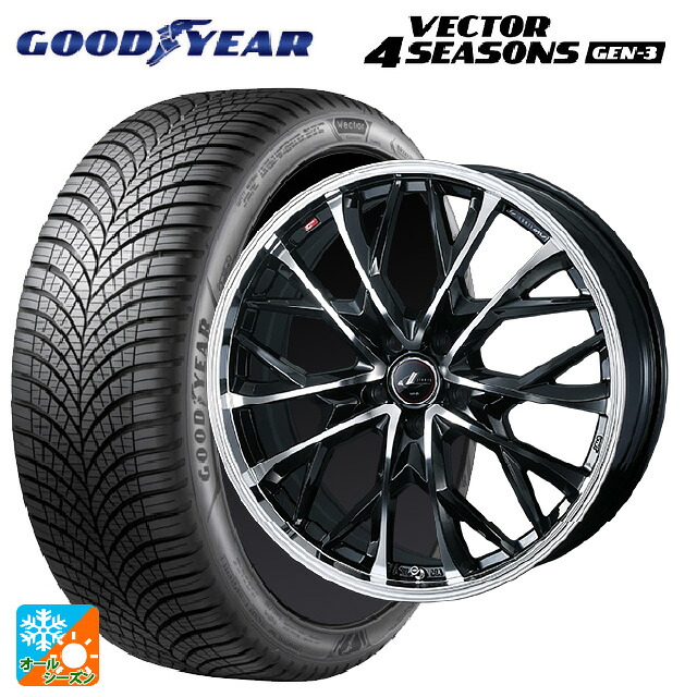 スズキ フロンクス(B3S)用 195/60R16 93V XL グッドイヤー ベクター4シーズンズ ジェン3 ウェッズ レオニス MV パールブラックミラーカット 新品オールシーズンタイヤホイール 4本セット