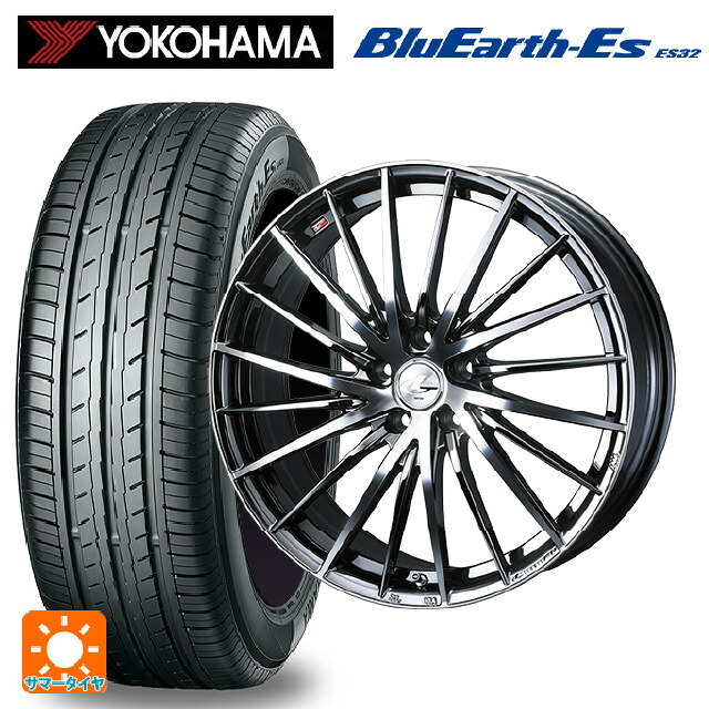 スバル レヴォーグ(VN系)用 215/50R17 95V ヨコハマ ブルーアースEs ES32 ウェッズ レオニス FR ブラックメタルコートミラーカット 新品サマータイヤホイール 4本セット