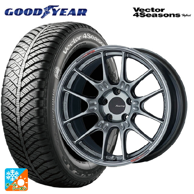 215/45R18 89H グッドイヤー ベクターフォーシーズンズ ハイブリッド エンケイ レーシング GTC02 ハイパーシルバー 18-7.5J 国産車用 オールシーズンタイヤホイール4本セット