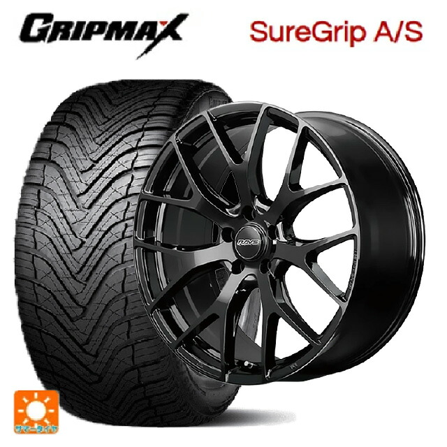 トヨタ ヴェルファイア(40系)用 225/55R19 99W グリップマックス シュアグリップ A/S ブラックレター レイズ RS 2X7FT BXZ 新品オールシーズンタイヤホイール 4本セット
