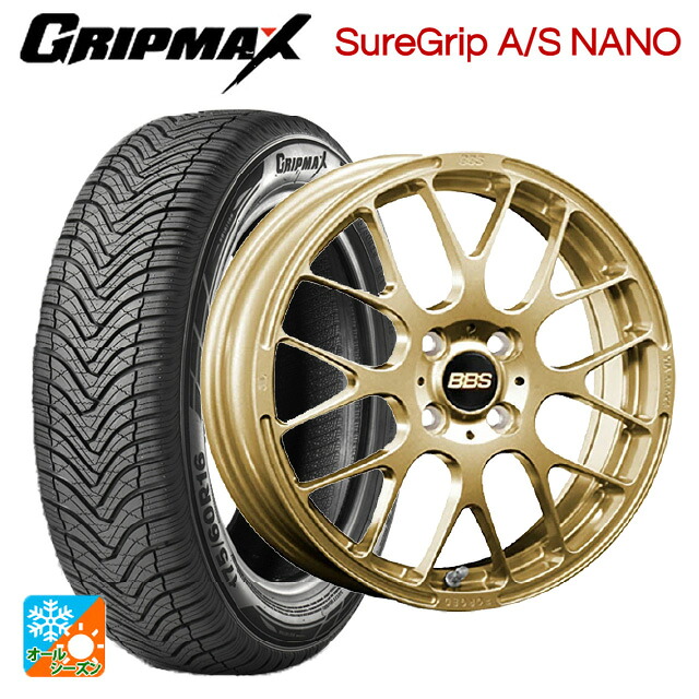 ミツビシ デリカミニ(FF車)(B3系)用 165/55R15 75H グリップマックス シュアグリップ A/S ナノ ブラックレター BBS RP GL 新品オールシーズンタイヤホイール 4本セット