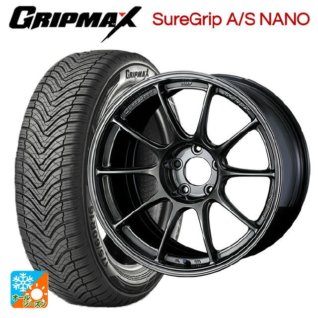 トヨタ アルファード(30系)用 225/60R17 99V グリップマックス シュアグリップ A/S ナノ ブラックレター ウェッズ ウェッズスポーツ TC105X EJ-TITAN 新品オールシーズンタイヤホイール 4本セット