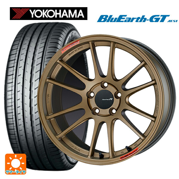 ホンダ プレリュード(BF1)用 235/45R18 94W ヨコハマ ブルーアースGT AE51 エンケイ レーシングレボリューション GTC01RR チタニウムゴールド 新品サマータイヤホイール 4本セット