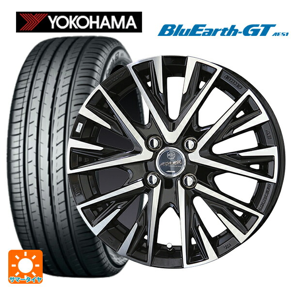 195/50R16 88V XL ヨコハマ ブルーアースGT AE51 # 共豊 スマック レジーナ サファイアブラックポリッシュ 16-6J 国産車用 サマータイヤホイール4本セット