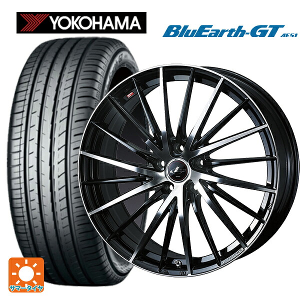 スバル レヴォーグ(VN系)用 225/40R19 93W XL ヨコハマ ブルーアースGT AE51 ウェッズ レオニス FR パールブラックミラーカット 新品サマータイヤホイール 4本セット