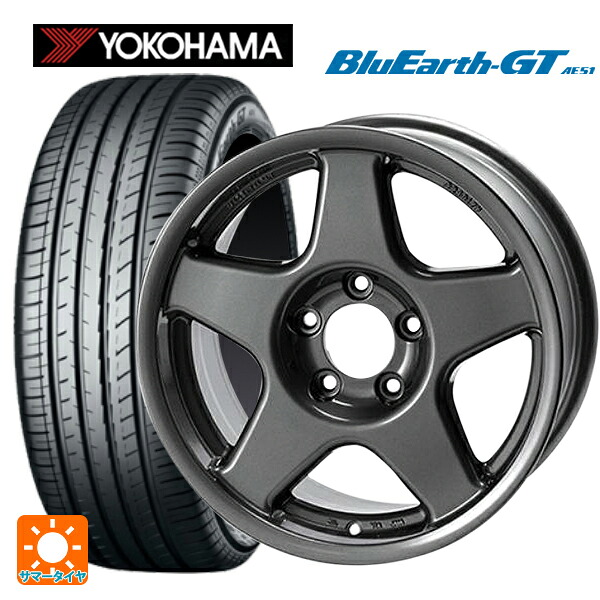 215/45R17 91W XL ヨコハマ ブルーアースGT AE51 4×4エンジニアリング ブラッドレーV ガンメタリック 17-7J 国産車用 サマータイヤホイール4本セット