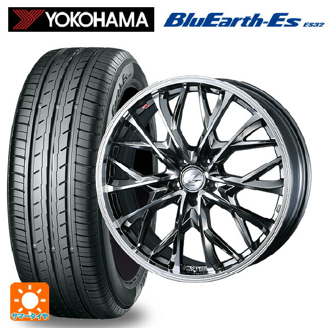 スバル レヴォーグ(VN系)用 215/50R17 95V ヨコハマ ブルーアースEs ES32 ウェッズ レオニス MV ブラックメタルコートミラーカット 新品サマータイヤホイール 4本セット