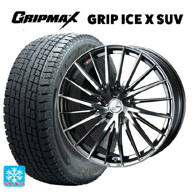 トヨタ RAV4(50系)用 225/60R18 104H XL グリップマックス グリップアイスX SUV ブラックレター # ウェッズ レオニス FR ブラックメタルコートミラーカット 新品スタッドレスタイヤホイール 4本セット