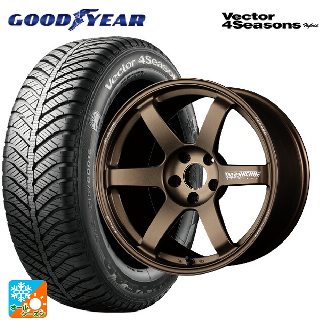 スバル レヴォーグ(VN系)用 225/45R18 91H グッドイヤー ベクターフォーシーズンズ ハイブリッド レイズ ボルクレーシング TE37サーガ S-プラス BR 新品オールシーズンタイヤホイール 4本セット
