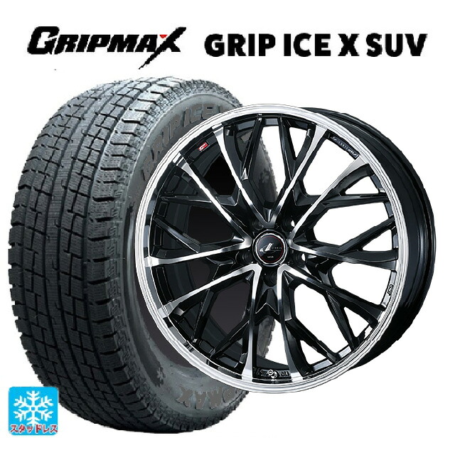 トヨタ bZ4X(11/15系)用 2023年製 235/60R18 107H XL グリップマックス グリップアイスX SUV ブラックレター # ウェッズ レオニス MV パールブラックミラーカット 新品スタッドレスタイヤホイール 4本セット
