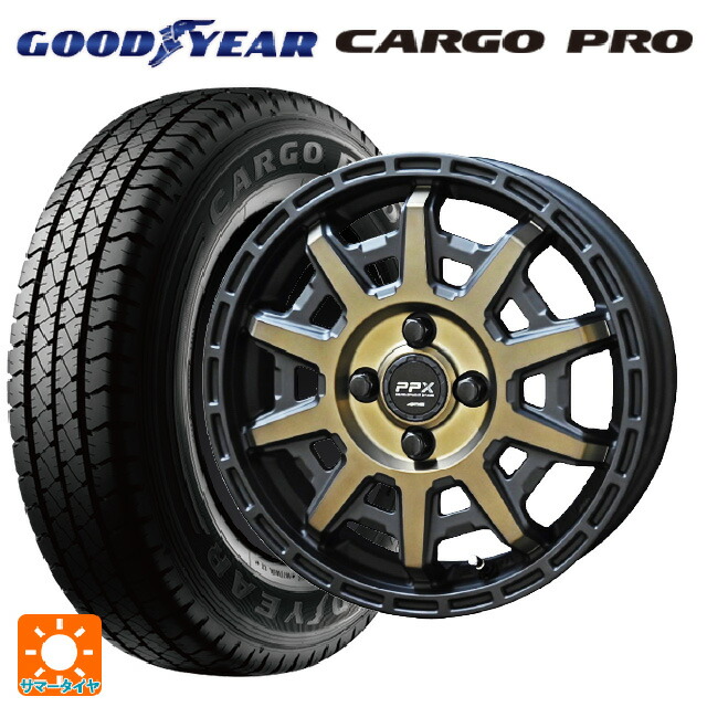 トヨタ プロボックス(160系)用 155/80R14 88/86S グッドイヤー カーゴプロ 共豊 PPX D10X ブラック×ポリッシュ×マットブロンズクリア 新品サマータイヤホイール 4本セット