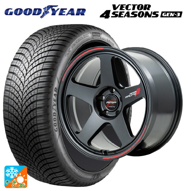 245/45R18 100Y XL グッドイヤー ベクター4シーズンズ ジェン3 エムアイディー MIDレーシング TR50 ターマックブラック 18-8.5J 国産車用 オールシーズンタイヤホイール4本セット