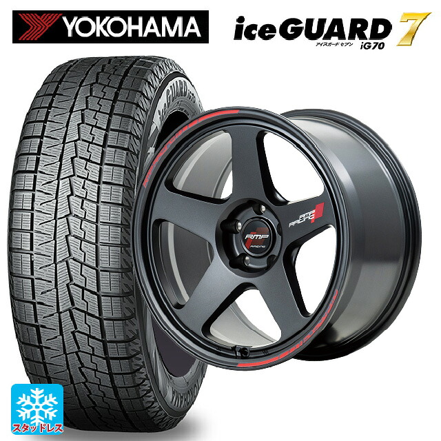 215/50R18 92Q ヨコハマ アイスガード7(IG70) # エムアイディー MIDレーシング TR50 ターマックブラック 18-7.5J 国産車用 スタッドレスタイヤホイール4本セット|タイヤホイール専門店コニシタイヤ