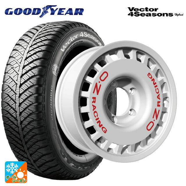 215/65R16 98H グッドイヤー ベクターフォーシーズンズ ハイブリッド オーゼット レーシング ラリーレーシング 4×4 Race White 16-6J 国産車用 オールシーズンタイヤホイール4本セット