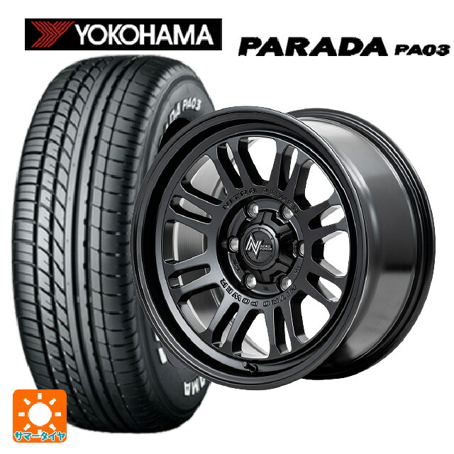 トヨタ ハイエース(200系)用 215/65R16 109/107S ヨコハマ パラダ PA03 ホワイトレター エムアイディー ナイトロパワー M16 アサルト セミグロスブラック 新品サマータイヤホイール 4本セット