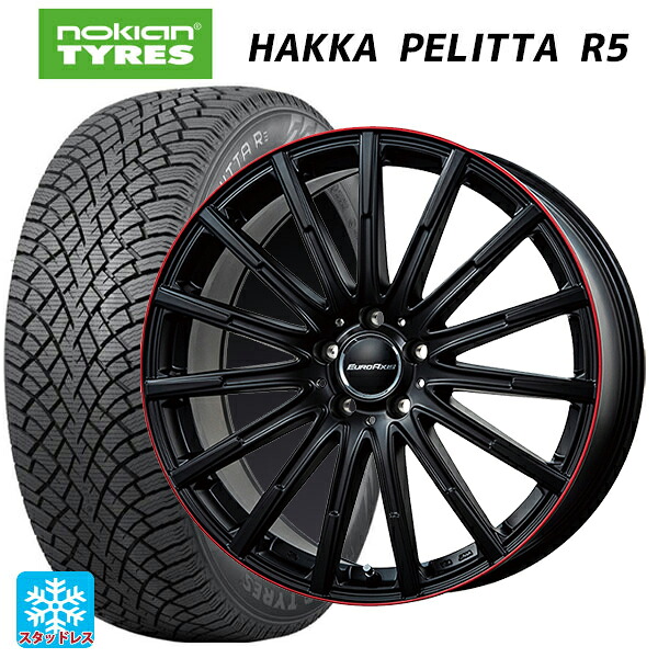 メルセデスベンツ Cクラス(W205)用 245/40R18 97T XL ノキアン ハッカペリッタR5 ユーロアクシス エアフルト マットブラック/レッドリム 新品スタッドレスタイヤホイール 4本セット