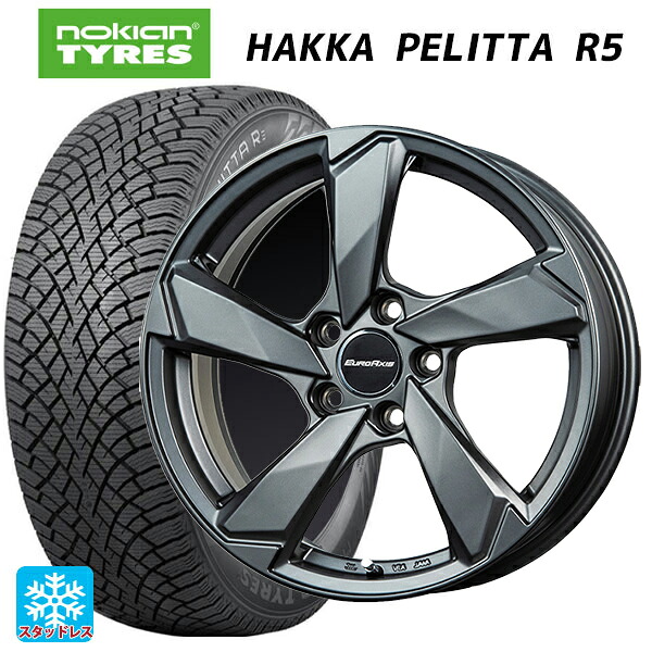 フォルクスワーゲン T-Cross(C1系)用 2022年製 205/55R17 95R XL ノキアン ハッカペリッタR5(数量限定) ユーロアクシス クロスエッジ マットチタニウム 新品スタッドレスタイヤホイール 4本セット