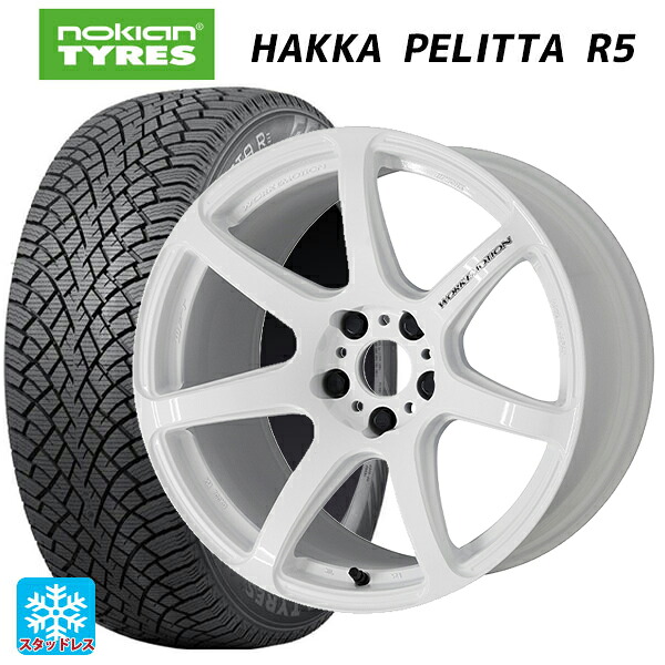 2022年製 245/45R18 100T XL ノキアン ハッカペリッタR5(数量限定) ワーク エモーション T7R WHT 18-8.5J 国産車用 スタッドレスタイヤホイール4本セット