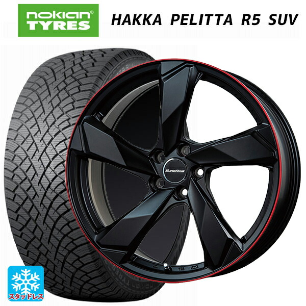 ランドローバー レンジローバー ヴェラール(LY系)用 255/55R19 111R XL ノキアン ハッカペリッタR5 SUV ユーロアクシス クロスエッジ マットブラック/レッドリム 新品スタッドレスタイヤホイール 4本セット