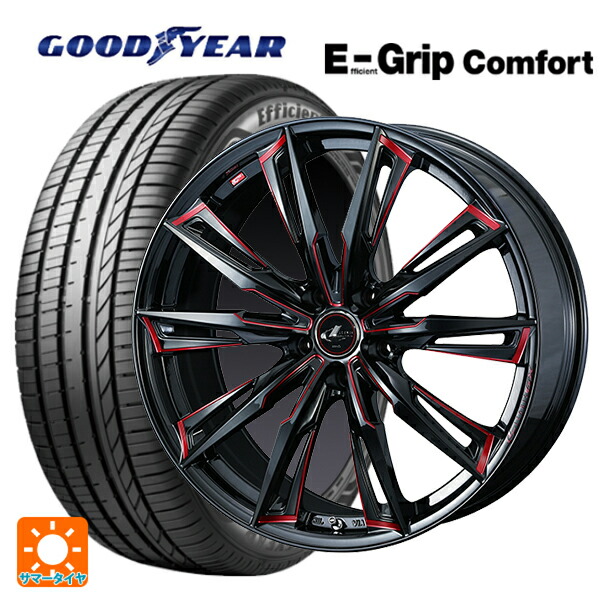 トヨタ ヴォクシー(90系)用 215/45R18 93W XL グッドイヤー エフィシェントグリップ コンフォート ウェッズ レオニス GX BK/SC(RED) 新品サマータイヤホイール 4本セット|タイヤホイール専門店コニシタイヤ