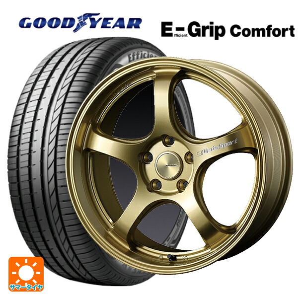 トヨタ GRカローラ(4BA-GZEA14H)用 255/35R18 94W XL グッドイヤー エフィシェントグリップ コンフォート ウェッズ ウェッズスポーツ RN05M Gold 新品サマータイヤホイール 4本セット