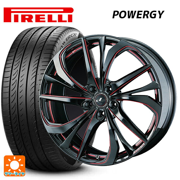 ホンダ ステップワゴン(RP6~8)用 225/40R18 92W XL ピレリ パワジー 正規品 ウェッズ レオニス TE BK/SC(RED) 新品サマータイヤホイール 4本セット