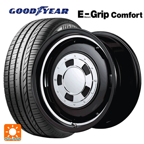 ミツビシ デリカミニ(FF車)(B3系)用 165/55R15 75V グッドイヤー エフィシェントグリップ コンフォート エムアイディー ガルシア シスコ セミグロスブラック＋リムヴァーレイポリッシュ 新品サマータイヤホイール 4本セット