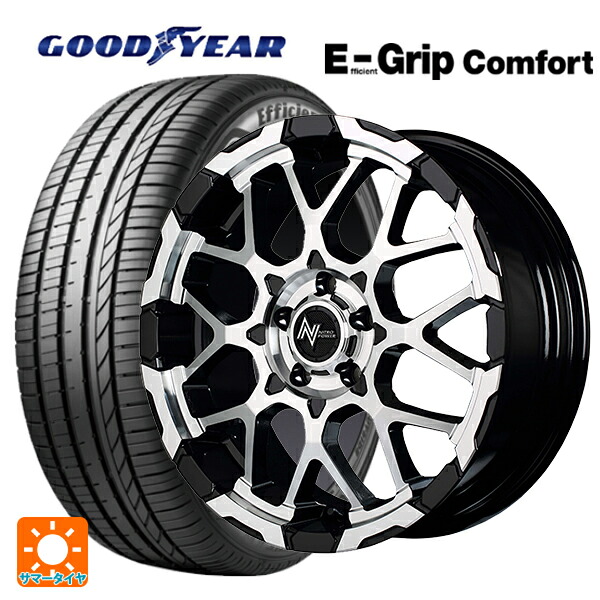 トヨタ ヴォクシー(90系)用 215/45R18 93W XL グッドイヤー エフィシェントグリップ コンフォート エムアイディー ナイトロパワー M28バレットエス ブラック/ミラーカット 新品サマータイヤホイール 4本セット