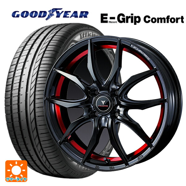 ホンダ Super-ONE(スーパーワン)(JG6)用 195/45R16 84V XL グッドイヤー エフィシェントグリップ コンフォート ウェッズ ノヴァリス ローグ VF ピアノブラック/レッドライン 新品サマータイヤホイール 4本セット|タイヤホイール専門店コニシタイヤ