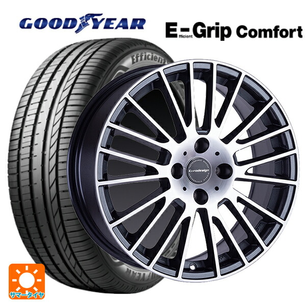 アバルト アバルト595(ブレンボ装着)(312系)用 205/40R17 84W XL グッドイヤー エフィシェントグリップ コンフォート 阿部商会 ユーロデザイン カルヴァー ガンメタリック＋ポリッシュ 新品サマータイヤホイール 4本セット