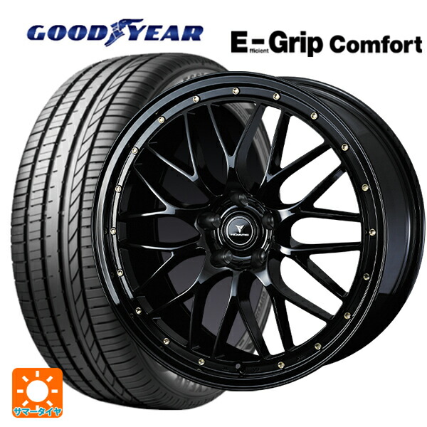 トヨタ ヴェルファイア(30系)用 235/50R18 101W XL グッドイヤー エフィシェントグリップ コンフォート ウェッズ ノヴァリス アセットエムワン ブラック/ゴールドピアス 新品サマータイヤホイール 4本セット