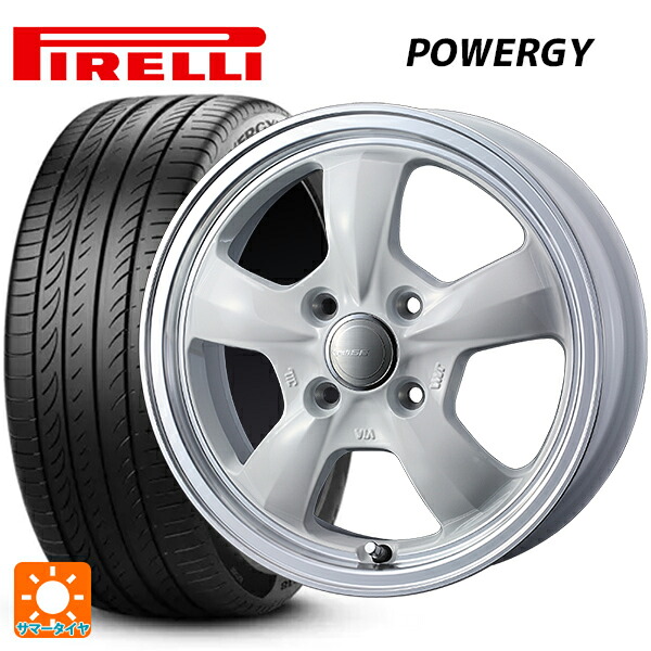 185/60R15 84H ピレリ パワジー 正規品 ウェッズ グラフト 5S ホワイトリムポリッシュ 15-5.5J 国産車用 サマータイヤホイール4本セット